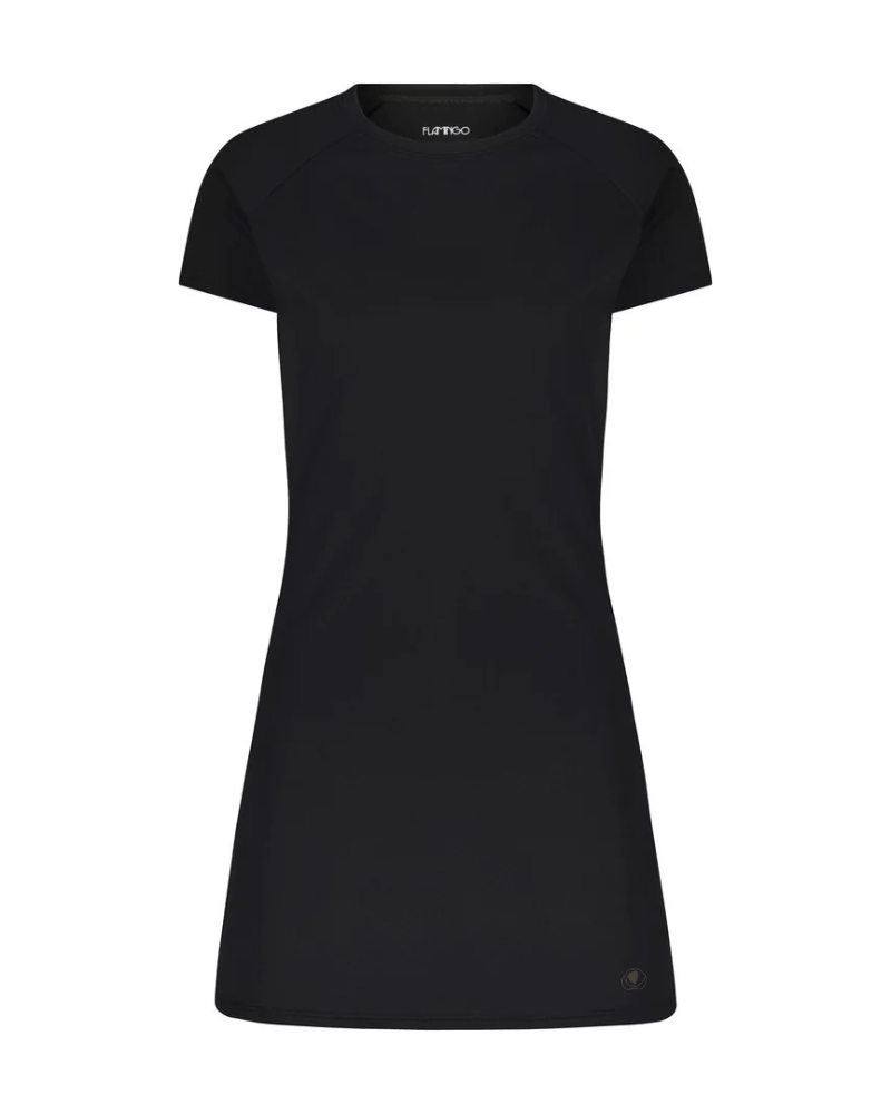 Flamingo 24FL803TUNIC-BK Black Short Sleeve Swim Rashguard Tunic Top myselflingerie.com