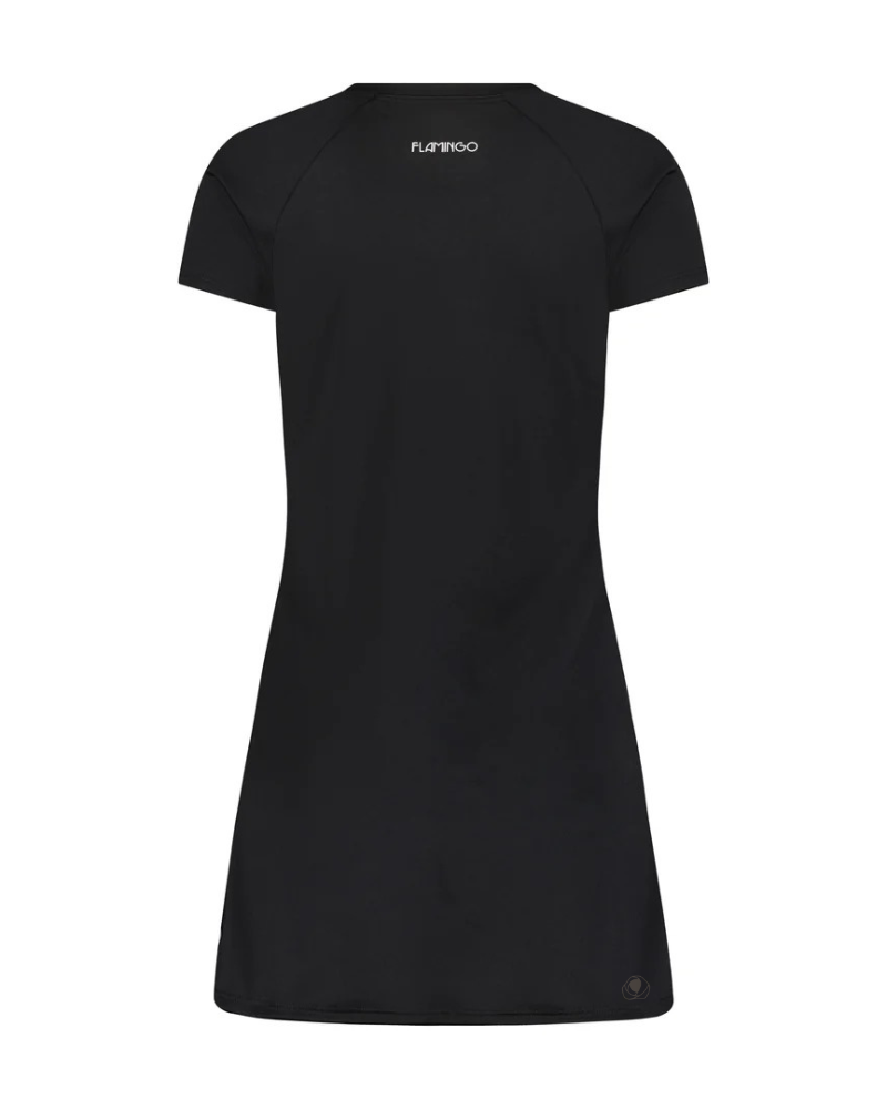 Flamingo 24FL803TUNIC-BK Black Short Sleeve Swim Rashguard Tunic Top myselflingerie.com