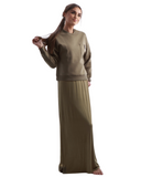 0175 Khaki Scribbler Modal Nightgown & Pullover Set