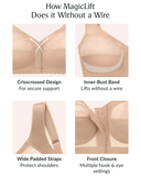 Glamorise MagicLift Blush Front Closure Wire Free Support Bra myselflingerie.com