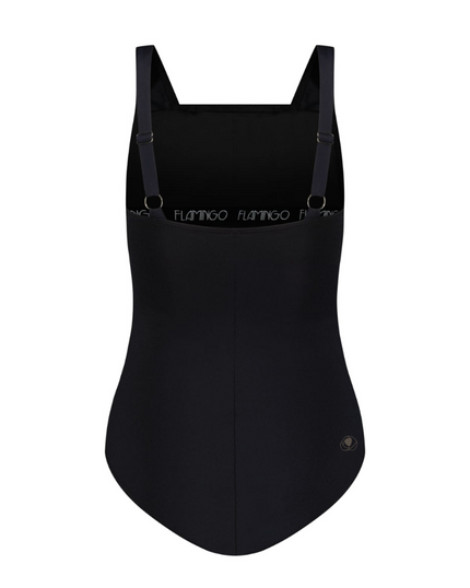 Flamingo 23FLW01-BK Black Shirred Soft Cups Swimsuit myselflingerie.com