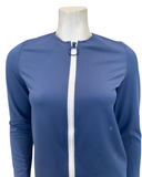 Seashells S7024 Blue Ribbed Zip Up Swim Top myselflingerie.com