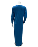 Plush PM Cobalt Blue Satin Accent Button Down Modal Nightgown