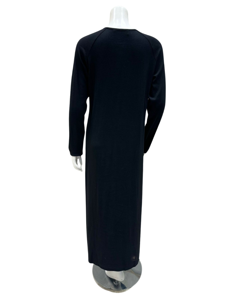 Angelice C-7142 Black Logo Snaps Ribbed Modal Nightgown myselflingerie.com