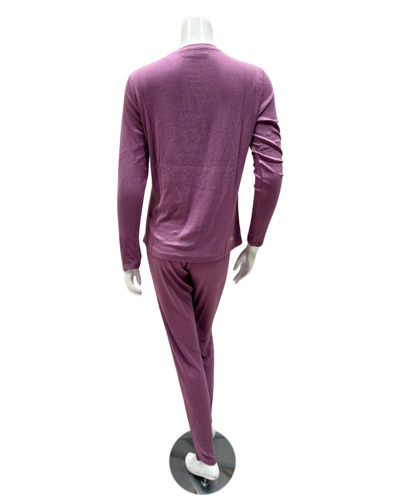Angelice C-7143 Lavender Emblem Ribbed V Neck Modal Pajamas Set myselflingerie.com