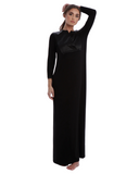 Rojo London Josephine Black Satin Nursing Nightgown & Cardigan Set Myselflingerie.com