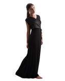 Rojo London Wrap Black Satin Sleeveless Modal Nightgown & Cardigan Set Myselflingerie.com