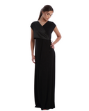 Rojo London Wrap Black Satin Sleeveless Modal Nightgown & Cardigan Set Myselflingerie.com