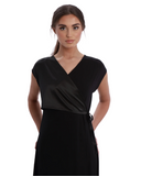 Rojo London Wrap Black Satin Sleeveless Modal Nightgown & Cardigan Set Myselflingerie.com