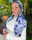 Scarf Bar Royal Blue Rose Classic Pre-Tied Bandanna with Full Grip Myselflingerie.com