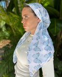 Scarf Bar Sky Blue Butterfly Classic Pre-Tied Bandanna with Full Grip Myselflingerie.com