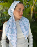 Scarf Bar Sky Blue Butterfly Classic Pre-Tied Bandanna with Full Grip Myselflingerie.com