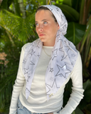 Scarf Bar White Stars Classic Pre-Tied Bandanna with Full Grip Myselflingerie.com