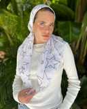 Scarf Bar White Stars Classic Pre-Tied Bandanna with Full Grip Myselflingerie.com