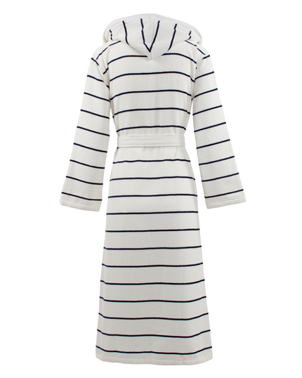 Carl Ross 246300 Ivory/Night Blue Stripes Long Wrap Bathrobe myselflingerie.com