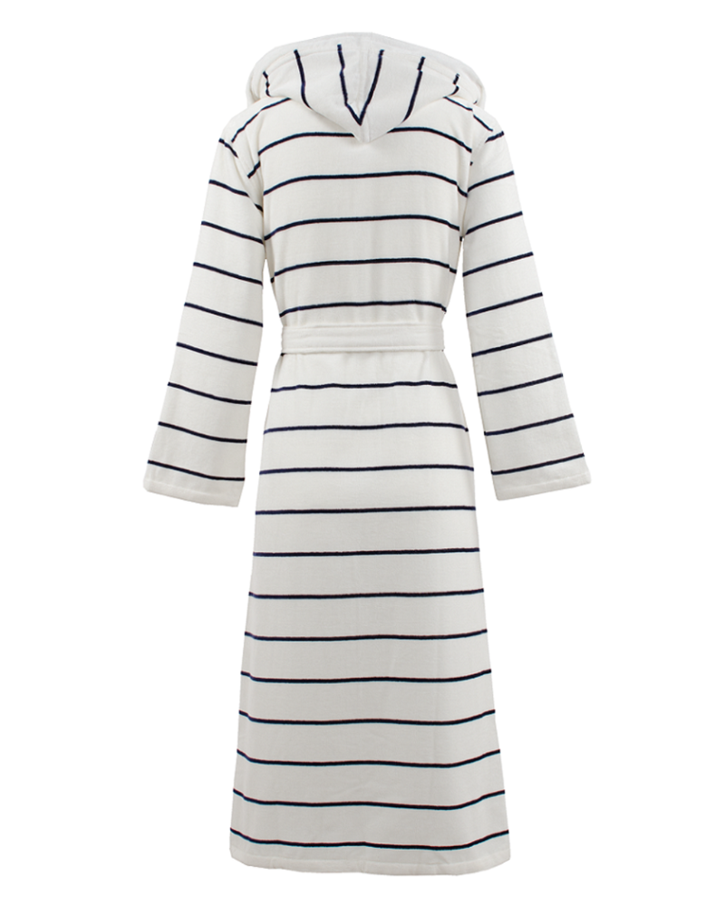 Carl Ross 246300 Ivory/Night Blue Stripes Long Wrap Bathrobe myselflingerie.com
