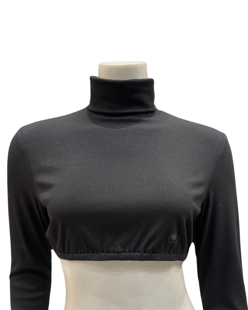 Sparrow S6957 Black Ribbed Crop Shell Turtleneck  myselflingerie.com