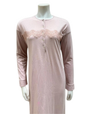 Iora Lingerie 23409C Dusty Pink Button Down Cotton Blend Nightgown myselflingerie.com