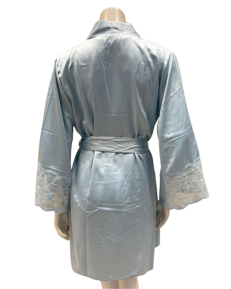 Flora by Flora Nikrooz T90484 + T90482 Kit Blue Chemise & Kimono Set myselflingerie.com