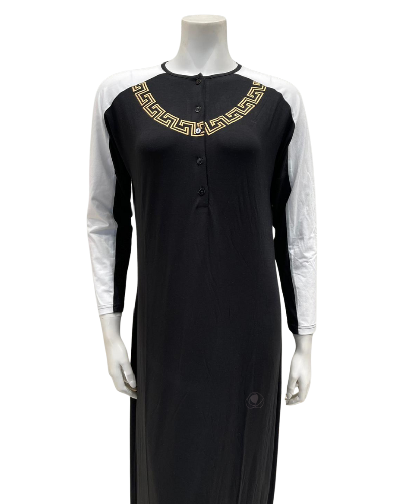 Chicolli N5013-24A Silicon Print Cotton Button Down Nightgown myselflingerie.com