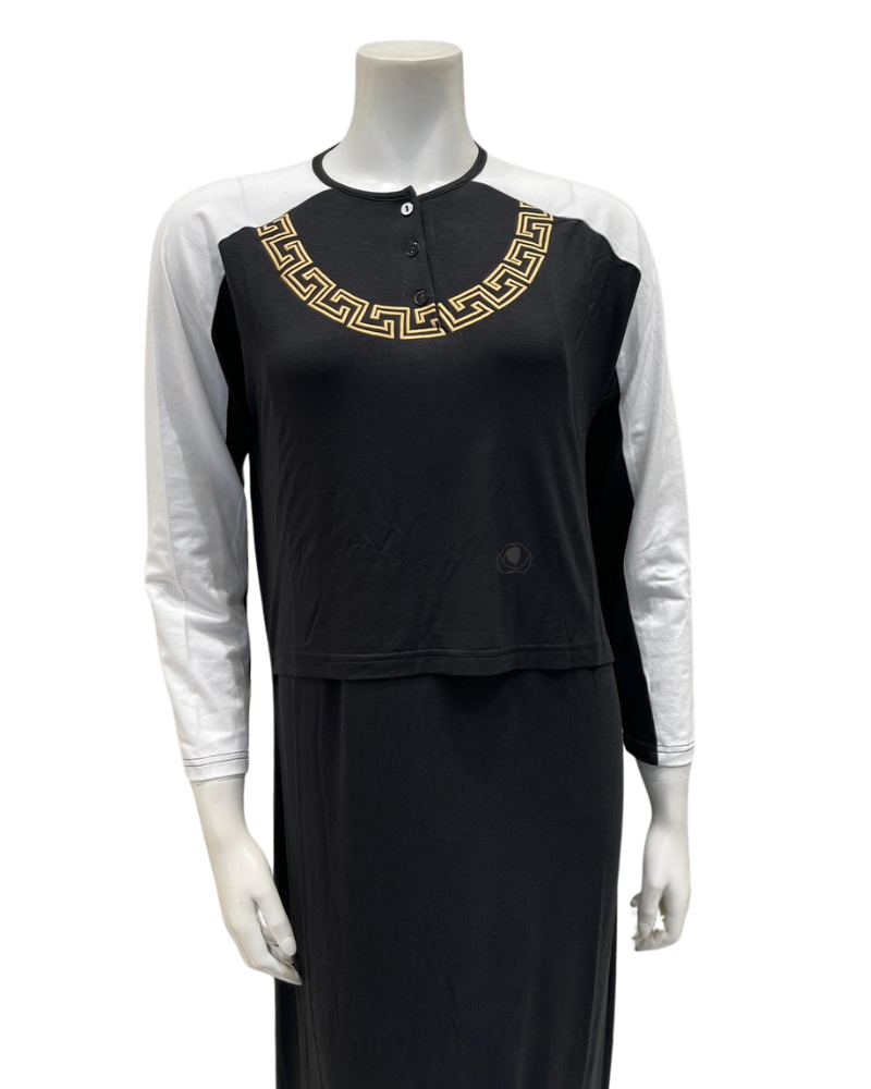 Chicolli N5013-24B Silicon Print Cotton Nursing Nightgown myselflingerie.com