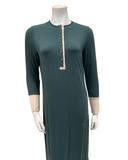 Chicolli N5042-24A Ivy Green Monogram Cotton Button Down Nightgown myselflingerie.com