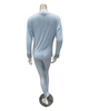 Oh! Zuza M3320 Light Blue Boat Neck Lace Trim Modal Pajamas Set myselflingerie.com