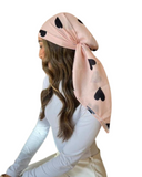 Scarf Bar Pink Hearts Square Scarf myselflingerie.com