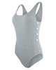 Manteau Aqua MA-1013 Heather Grey Ribbed Bathing Suit myselflingerie.com