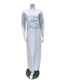 Chicolli White Wavy Debossed Nursing Cotton Nightgown