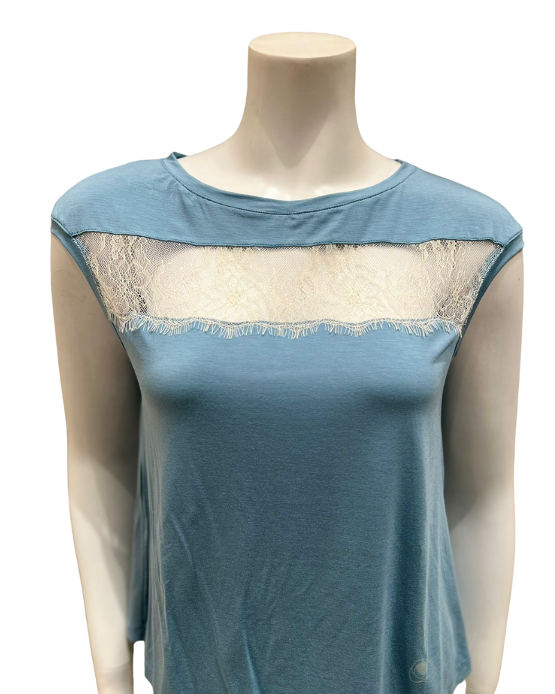 Vanilla Night and Day 3226 Aqua Blue Open Back Modal Pajamas Shorts Set myselflingerie.com