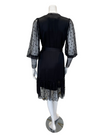Oh! Zuza M4636 Black Sheer Dotted Lace Satin Short Robe myselflingerie.com