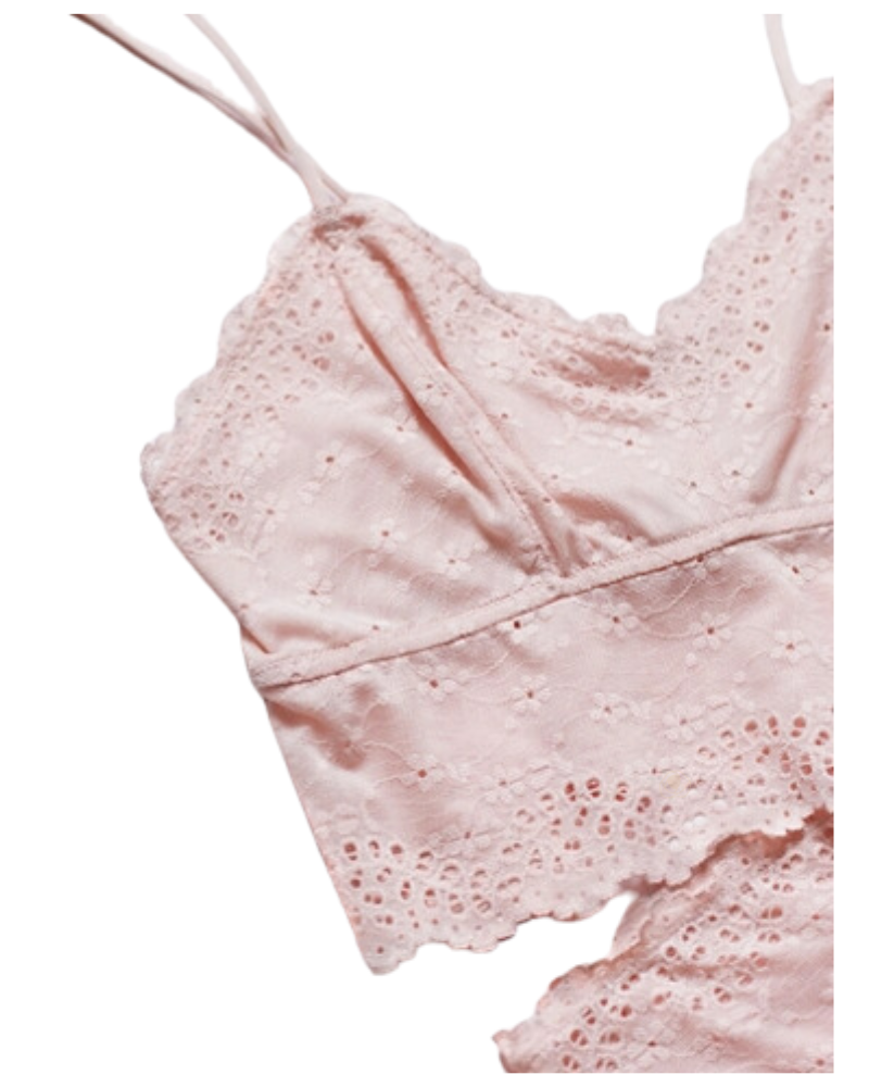 Btempted 910219 + 945219 Eyelet Inspired Pale Peach Bralette Set myselflingerie.com