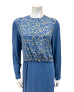 Pen-ky 11908 Blue Gold Veins Cotton Nursing Nightgown myselflingerie.com