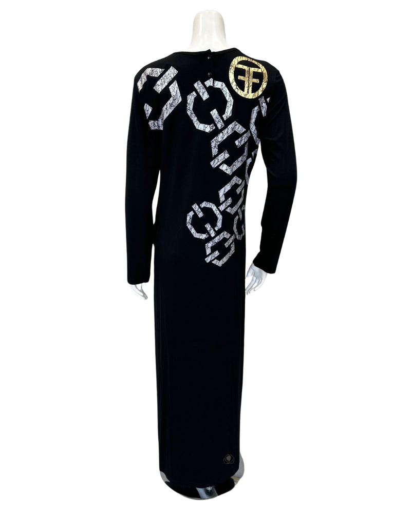 Furstenberg Black Metallic Geos Pull On Modal Nightgown myselflingerie.com