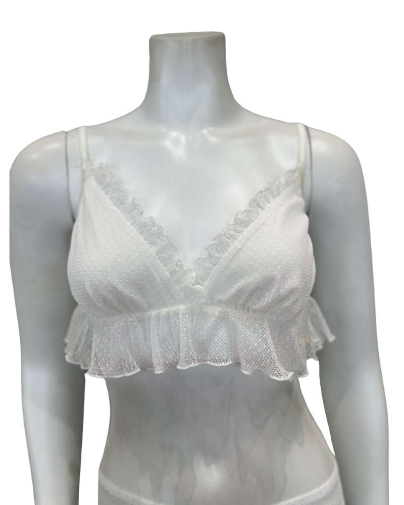 Oh! Zuza OZ330+2066 Ivory Dotted Sheer Lace Bralette Set myselflingerie.com