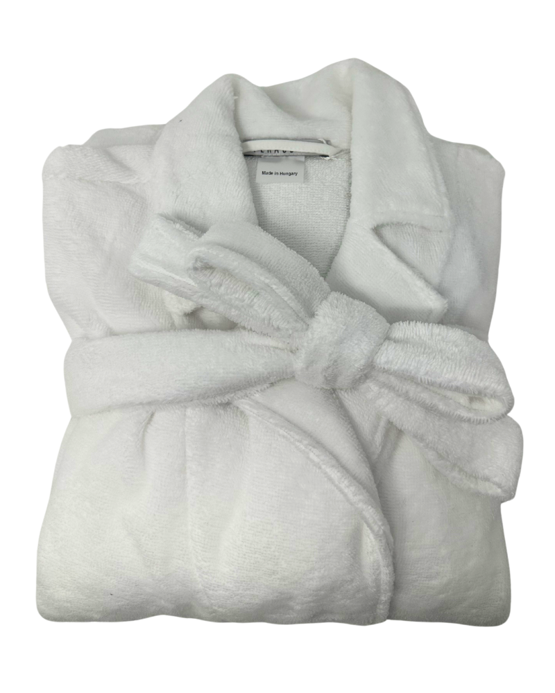 3887103 White Plush Long Terry Wrap Bath Robe