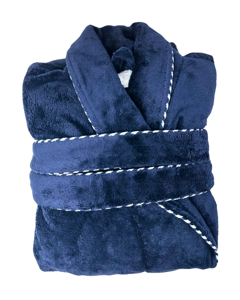 61302 #339 Dark Lapis Blue Cotton Blend Luxury Bath Robe