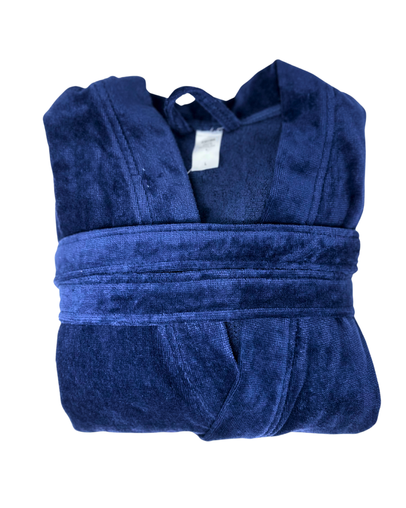 68510 #449 Dark Blue After Shower 100% Cotton Men's Bath Robe