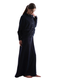 Rojo London Jillian Navy Terry Bamboo Button Down Nightgown &amp; Cardigan Set