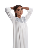 Rojo London Nina White Smocked Modal Nightgown