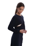 Rojo London June Navy Bamboo Nursing Nightgown & Cardigan Set