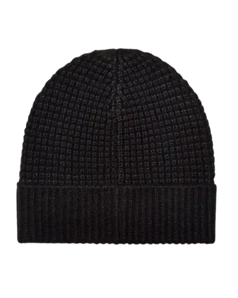 100817 Black Men's Waffle Cuff Beanie