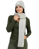 101733 Light Grey Chunky Knit Rib Scarf and Beanie Set