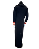 Chicolli Black Sporty Stripes Hidden Zipper Front Hooded Morning Robe