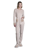 Iora Lingerie Pale Pink Sherpa Pockets Fleece Lined Pajamas Set