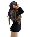 Scarf Bar Charcoal Plaid Square Scarf with Full Grip