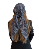 Scarf Bar Charcoal Plaid Square Scarf with Full Grip