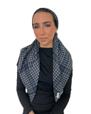 Scarf Bar Charcoal Plaid Classic Pre-Tied Bandanna with Velvet Grip