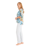 Oh! Zuza M4337 Blue Floral Mix Modal Pajamas Set Myselflingerie.com